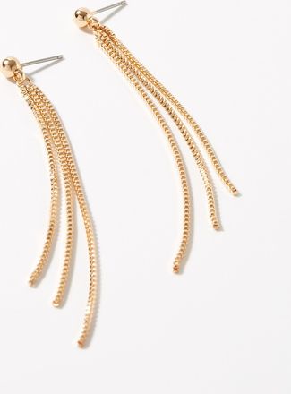 Simons Womens Long triple-chain earrings