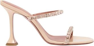 Amina Muaddi Gigi Slipper 95 - female - Amina Muaddi - Heeled Mules - Brown - 6 1/2 UK - Shoes