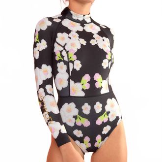 Cynthia Rowley Cherry Blossom Classic 2Mm Wet Suit In Black/pink
