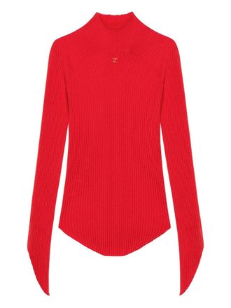 Courrèges Circle Rib Knit Mockneck Sweater