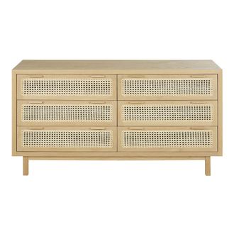 Maisons du monde C&oacute;moda doble con 6 cajones y rejilla de rat&aacute;n 150 cm