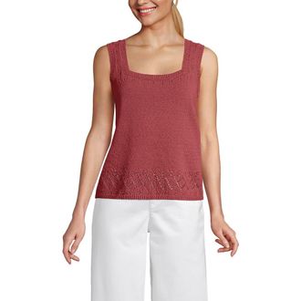 Lands End Pointelle Square Neck Tank Sweater in Soft Mojave Rose at Nordstrom, Size X-Large