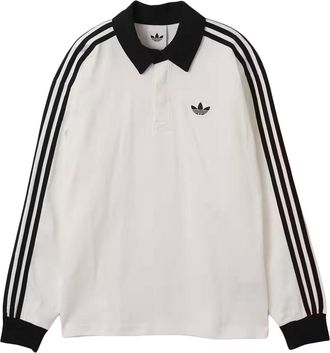adidas Three Stripes Rugby Polo Shirt Asia Sizing White KE3575