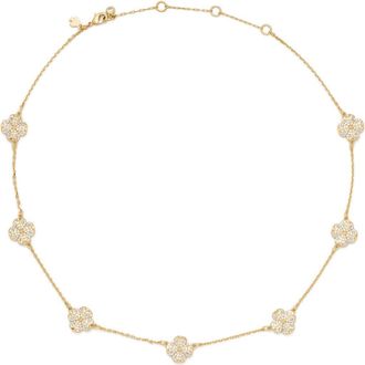 Kate Spade New York spade flower pav&eacute; scatter necklace in Clear/Gold at Nordstrom
