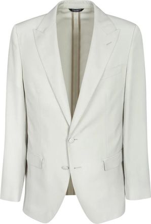 Dolce & Gabbana Single-Breasted Wool Poplin Jacket - Heren - Business blazers - Beige - L - Wol - Kostuums