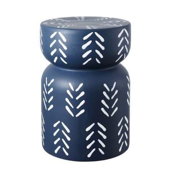Jonathan Y Designs Kiri 18 Modern Bohemian Arrow Pattern Drum Indoor/Outdoor Garden Stool in Navy/white at Nordstrom