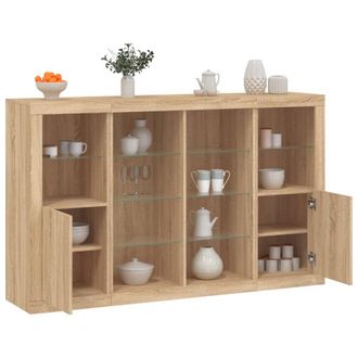 Berkfield Home Sideboards with LED Lights 3 pcs Sonoma Oak Engineered Wood in Brown