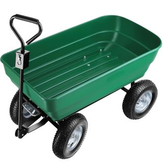 TecTake Garden Trolley - tip function, padded handle, 300 kg load capacity in Green