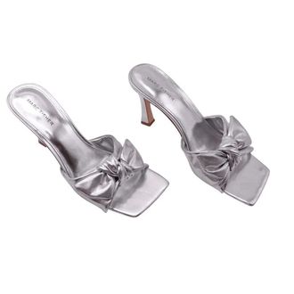 Marc Fisher Demar Dress Sandals Womens Silver Square Toe Heeled ZOGG3179
