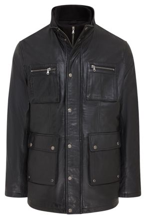 Infinity Leather Heren zwarte leren militaire jas - Buitenjas - Veld