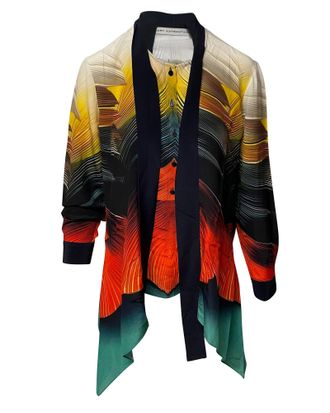 Mary Katrantzou Flight Feather Print Blouse in Multicolor Silk
