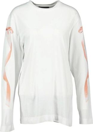 Simone Rocha Tops, Dames, Wit, M, Katoen, Witte Bow Tail Katoenen T-Shirt