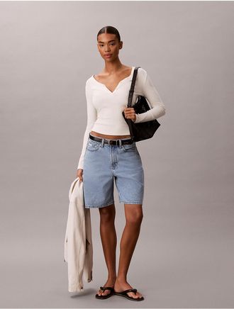 Calvin Klein Jeans Calvin Klein Womens Denim Bermuda Shorts - Blue - 28