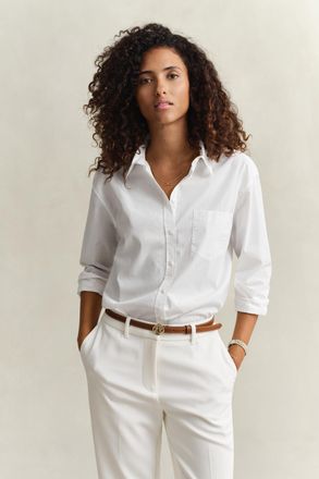 GANT Women Relaxed Fit Classic Poplin Shirt (36) WHITE