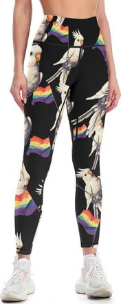 Generic Cockatiel LGBT Rainbow Flag Womens Yoga Pants High Waist Leggings Athletic Tights M
