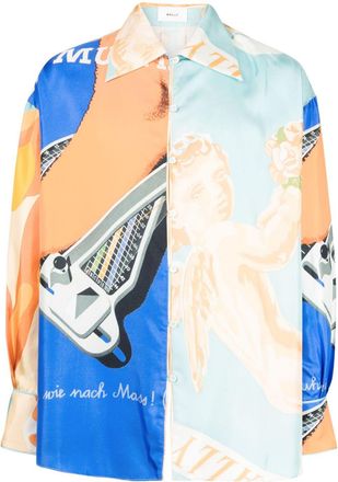 Bally abstract-print panelled shirt - men - Silk - 48 - Multicolour