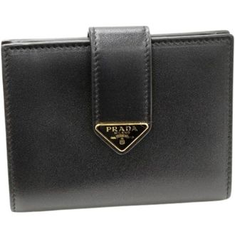 Prada Pre-owned Wallets, female, Black, Size: ONE SIZE Pre-owned Calf Leather Wallet