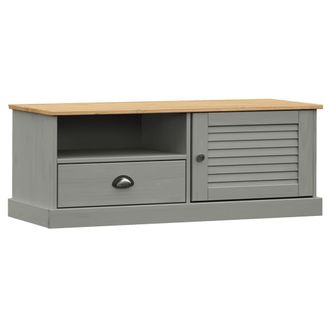 vidaXL Vidaxl - Mueble Para Tv Vigo Madera Maciza De Pino Gris 106x40x40 Cm