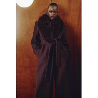 Mango wollen manteljas donkerrood