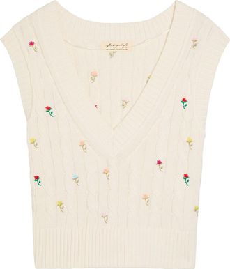 Free People Plumeria Floral-embroidered Cotton Vest - Ivory - L (UK16-UK18 / L)
