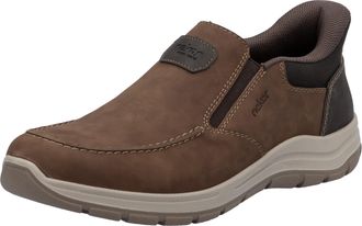 Rieker Slip-On Sneaker RIEKER, Herren, Gr. 42, braun (braun, dunkelbraun), Leder, Lederimitat, Basic, Schuhe Slip-On Sneaker, Slipper, Freizeitschuh, Halbsch