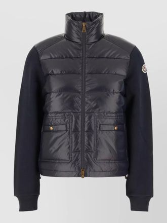 Moncler cotton blend tricot cardigan high collar