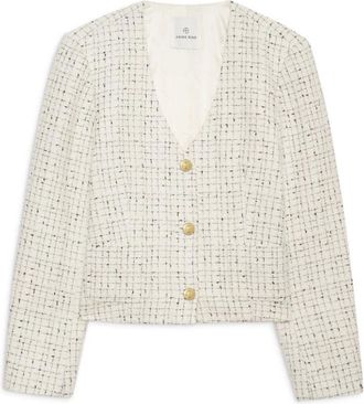 Anine Bing Anitta Jacket - Dames - Blazers - Wit - M - Wol - Jassen