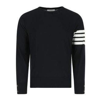 Thom Browne Round-neck Knitwear, male, Black, Size: S Maglia