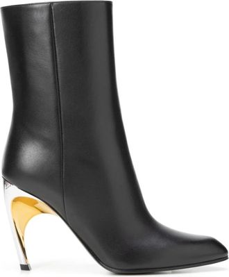 Alexander McQueen Zwarte leren Armadillo hak enkellaarsjes - Dames - Laarzen met Hak - Zwart - 37 1/2 EU - Leer - Schoenen