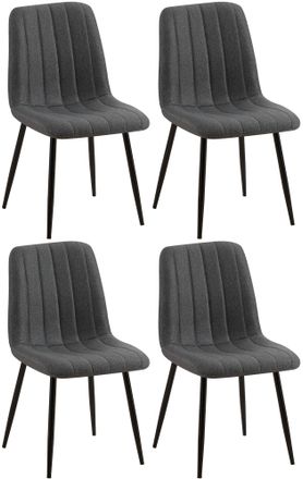 Clp Clp - Set De 4 Sillas De Sal&oacute;n Dijon En Tela O Terciopelo Gris Oscuro Tela