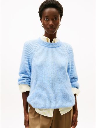 Tommy Hilfiger Womens Oversized Alpaca-Blend Sweater - Navy - S-M