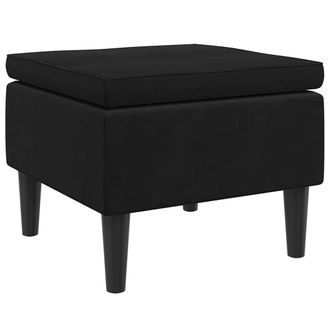 vidaXL Taburete Con Patas De Madera Terciopelo Negro Vidaxl