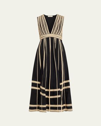 Ulla Johnson Palermo Deep-V Midi Dress