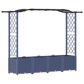 vidaXL Cama Elevada Con Trellis Y Techo Gris 204 X 40 X 141 Cm Pp Vidaxl
