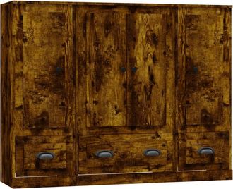 vidaXL Vidaxl - Aparador Alto 3 Piezas Madera Contrachapada Roble Ahumado