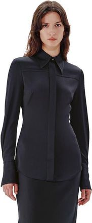 Another Tomorrow Bias Seamed Shirt in Black at Nordstrom, Size 46 It