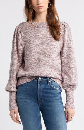 Treasure & Bond Marl Balloon Sleeve Crewneck Sweater in Red Grape Heather at Nordstrom Rack, Size X-Small