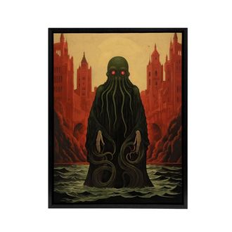 Artery8 Yog Sothoth Lovecraft Cthulhu Concept Framed Canvas Wall Art Print in Red | Size: W24 x H32