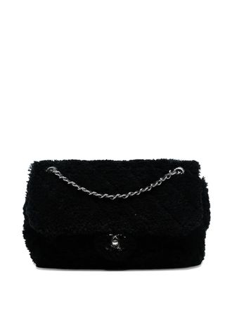 Chanel 2019 Jumbo Quilted Shearling Single Flap shoulder bag - women - Furs & Skins/COTTON/ STRAW/Lamb Shearling/Leather - One Size