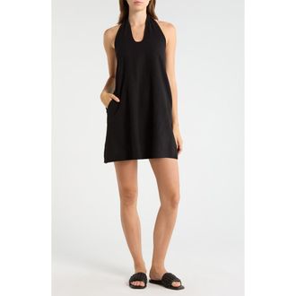 Elan Halter Open Back Cover-Up Dress in Black at Nordstrom, Size X-Large