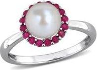 Delmar 7-7.5mm Cultured Freshwater Pearl & Created Ruby Ring at Nordstrom Rack, Size 8