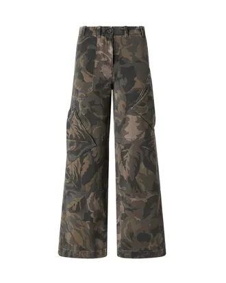 Pinko Floral Camouflage Cotton Wide-Leg Pants