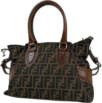 Fendi Pre-owned Handbags, female, Brown, Size: ONE SIZE Pre-owned Canvas Tote Bag