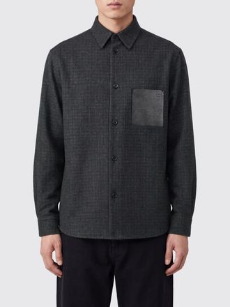 Loewe Giacca a camicia in lana con collo francese e tasche a toppa