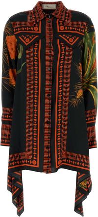 Blumarine Printed Twill Shirt Dress