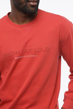 Brunello Cucinelli Cotton-Blend Crewneck Sweatshirt DREAM OUT LOUD with Embroidery Brunello Cucinelli