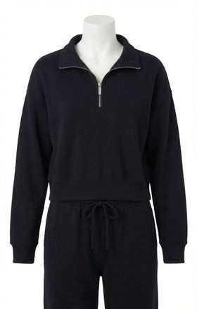Z Supply Downtown Half Zip Sweatshirt In Black