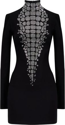 DAVID KOMA Abito corto con effetto coccodrillo - Nero