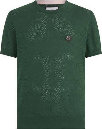 Philipp Plein Round Neck T-Shirt Openwork Monogram