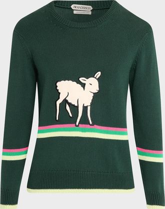 J.W.Anderson Men & apos;s Sheep Graphic Cotton Sweater